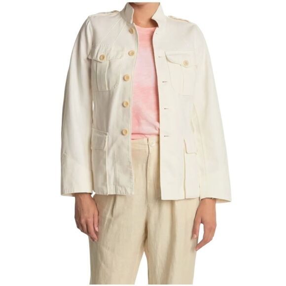 NEW Alex Mill White Natural Officer's Chore Jacket Utility Pockets L - Picture 2 of 12